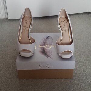 Jessica Simpson Josette Patent White Open Toe Heels